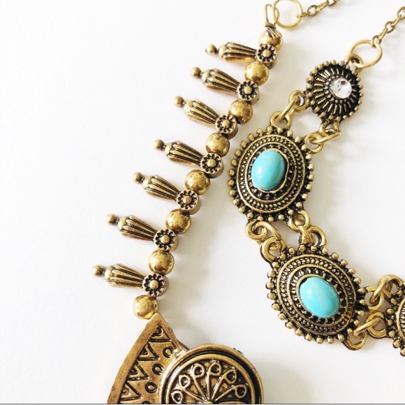 Antique Gold Boho Necklace - Picture 3 of 4